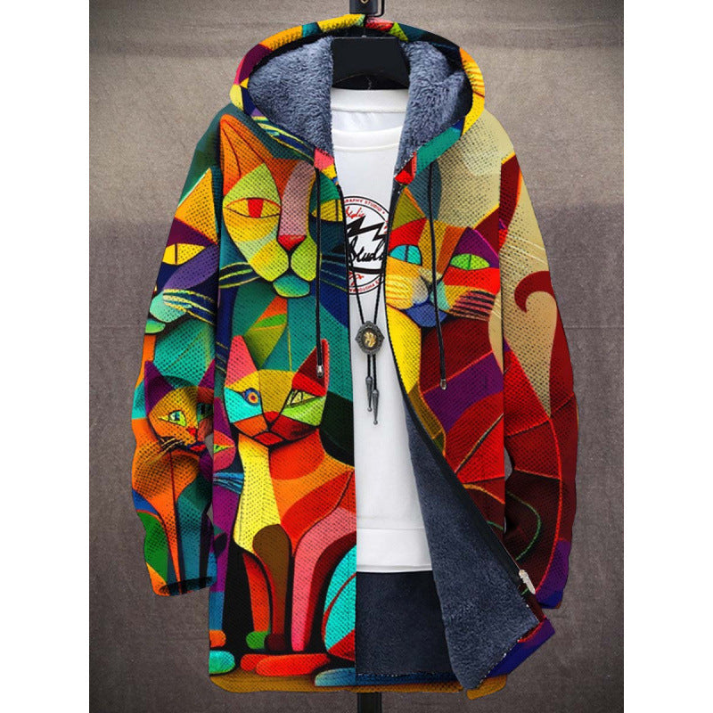 Susannah | Cat Print Hooded Cardigan