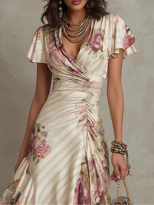 Susannah | Floral Ruched Wrap Midi Dress