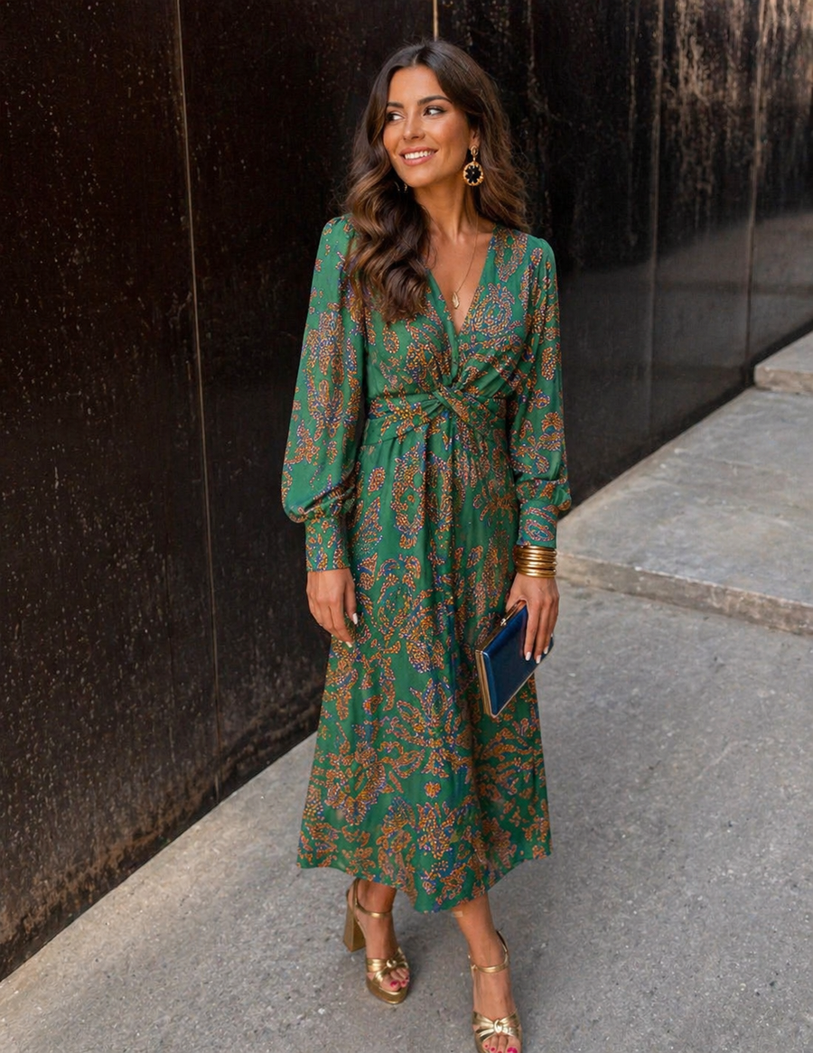 Iris | Twist-Waist Midi Dress