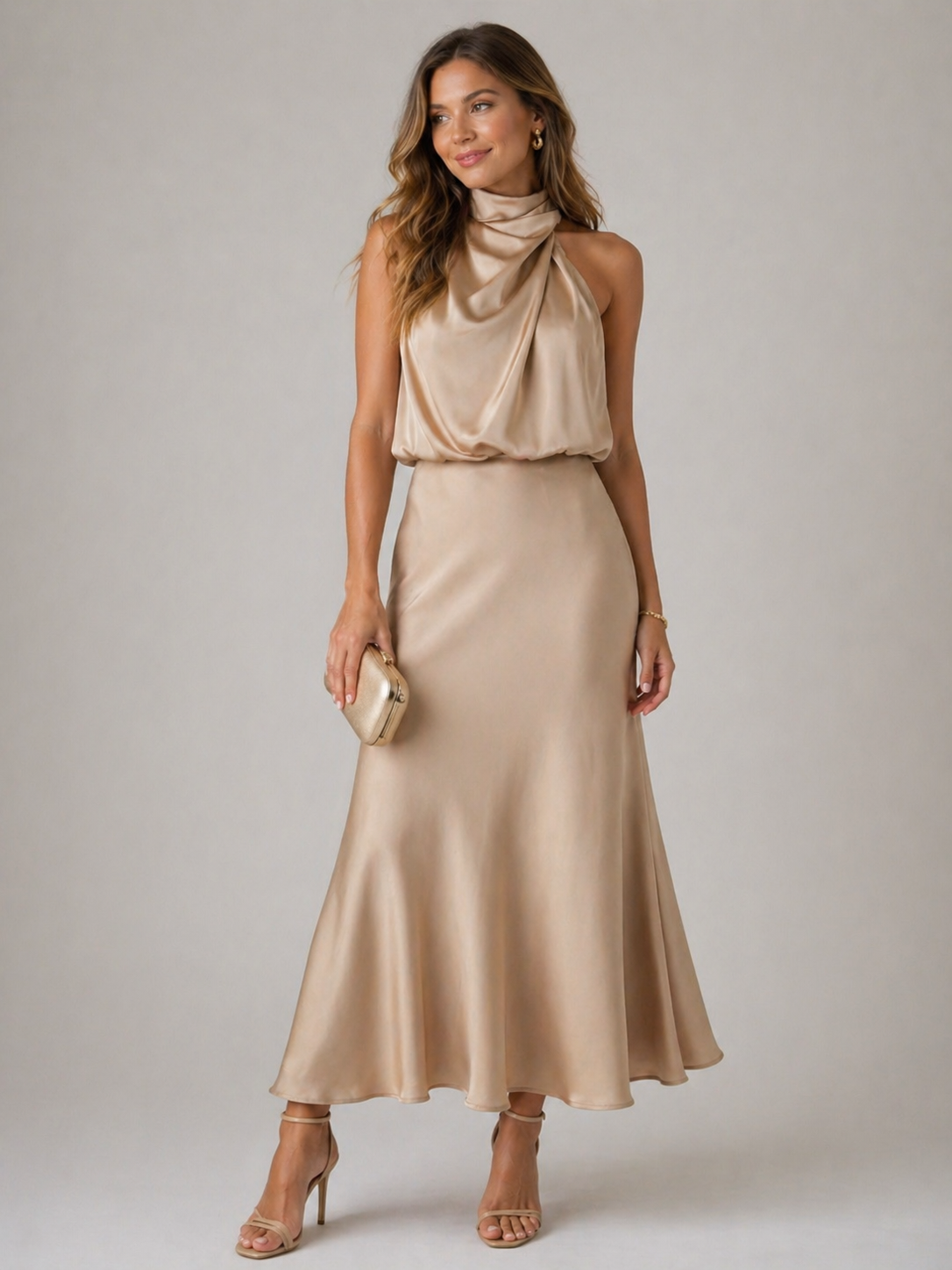 Emilia | Draped Halter Maxi Dress