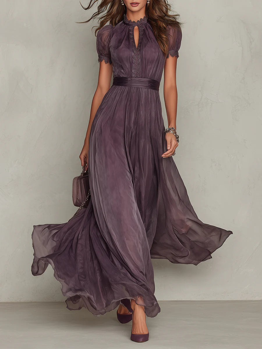 Calla | Pleated Puff Sleeve Midi Dress