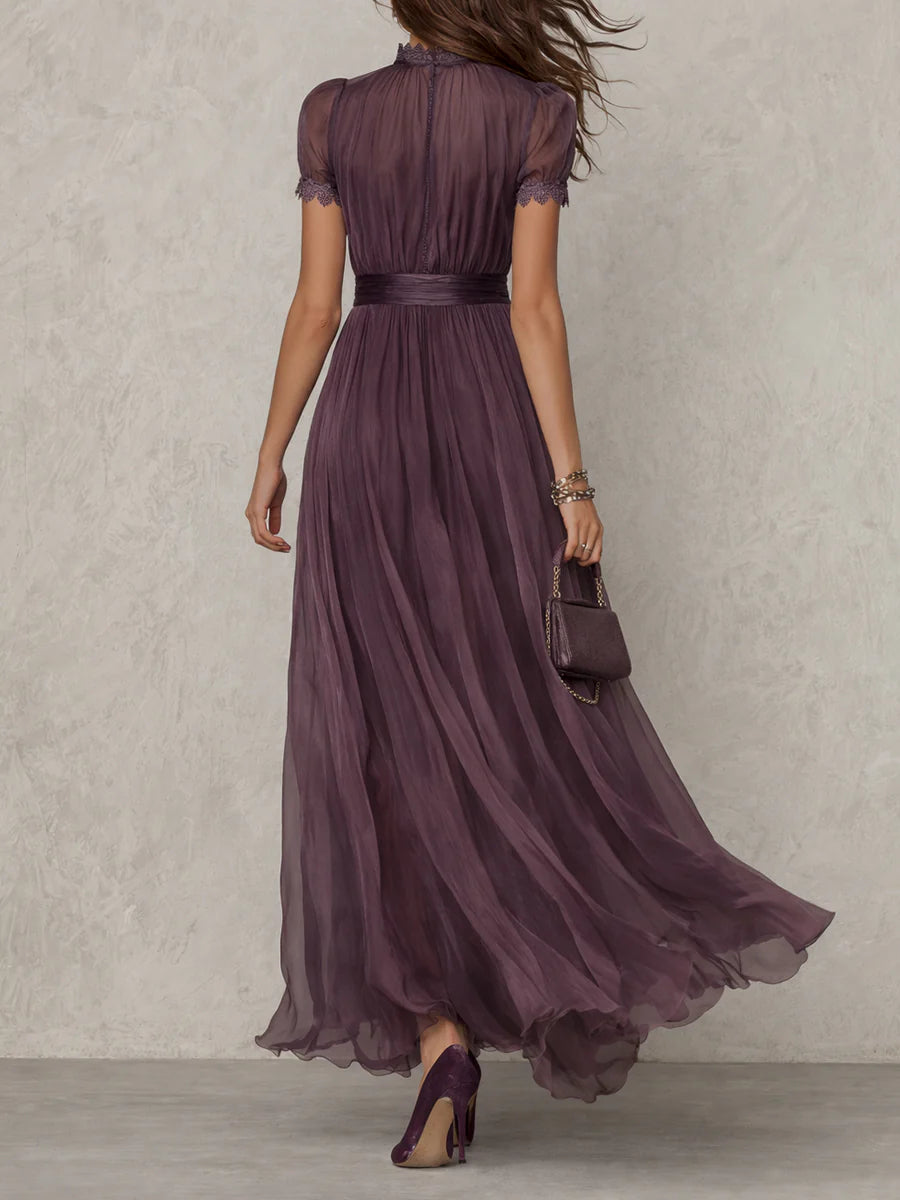 Calla | Pleated Puff Sleeve Midi Dress