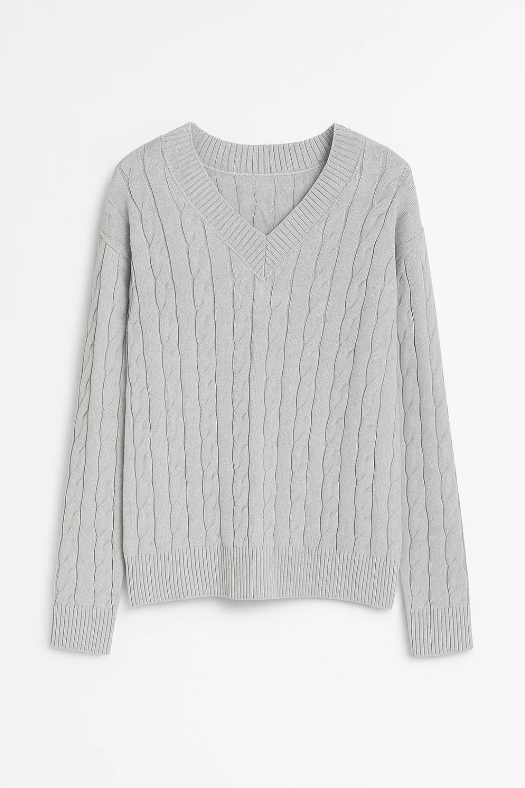 Sunniva | V Neck Cable Knit Jumper