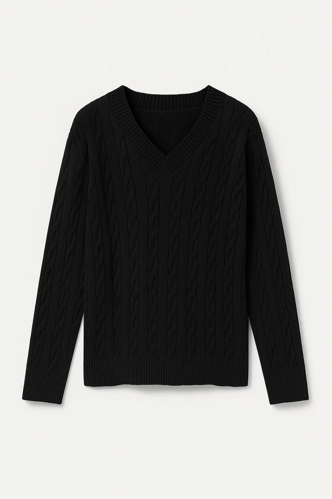 Sunniva | V Neck Cable Knit Jumper