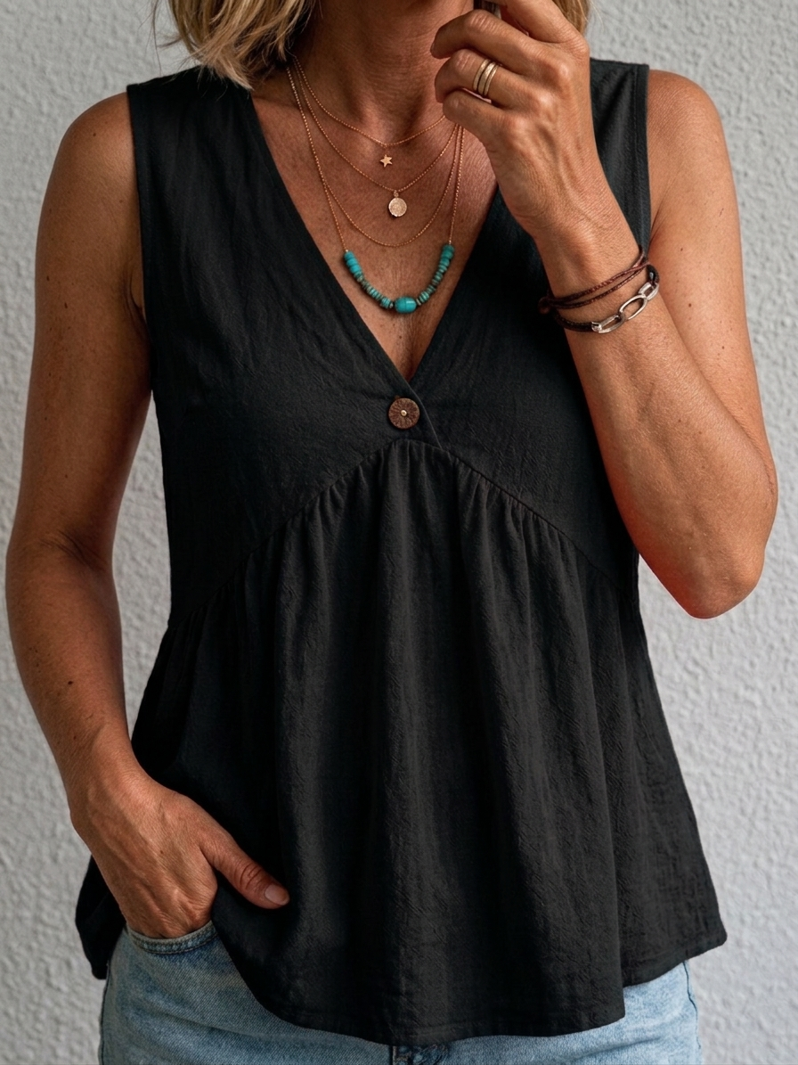 Amara | Flowing V Neck Sleeveless Top