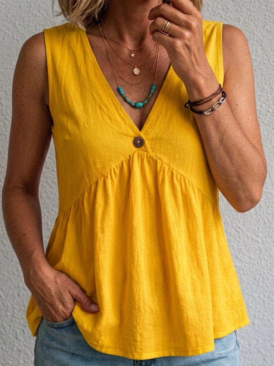 Amara | Flowing V Neck Sleeveless Top