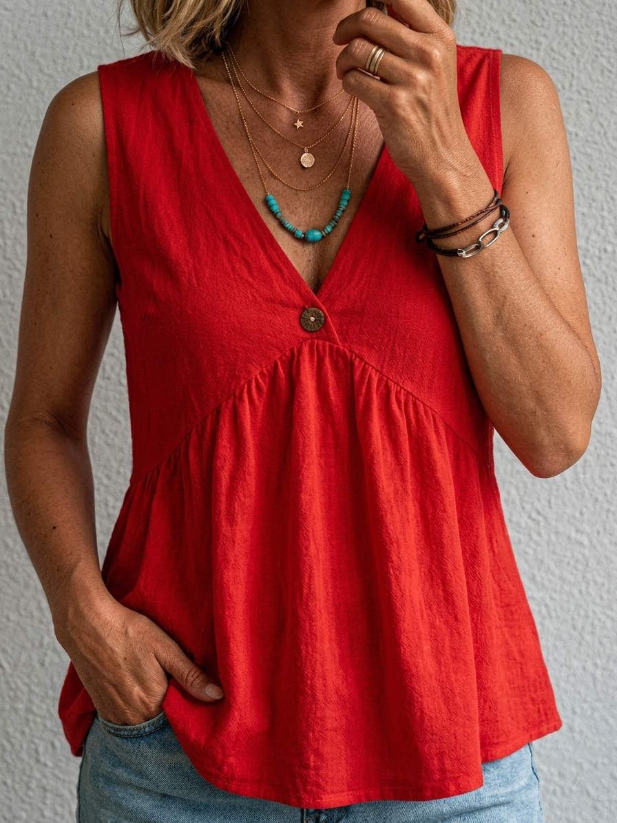 Amara | Flowing V Neck Sleeveless Top