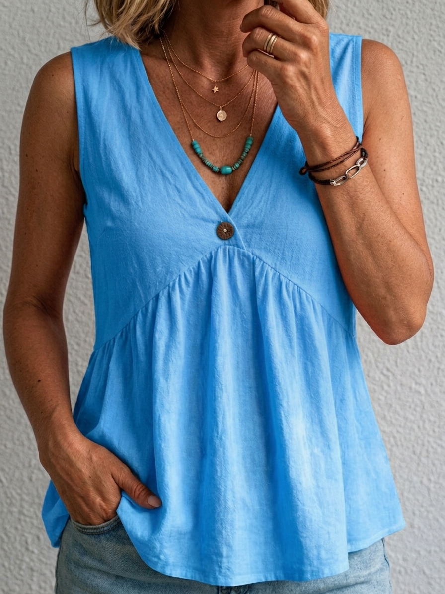 Amara | Flowing V Neck Sleeveless Top