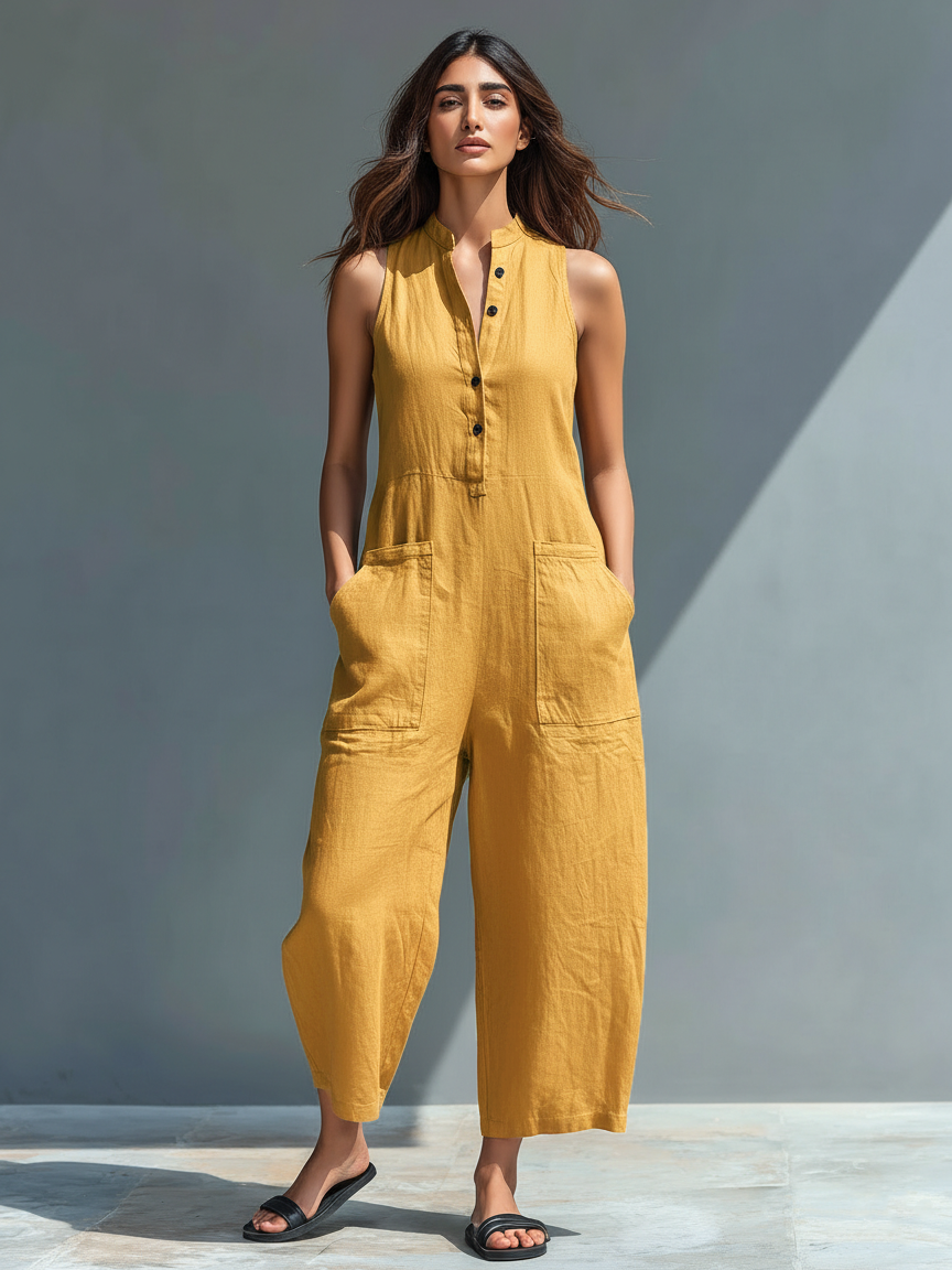 Ruth | Elegant Buttoned Wide Leg Jumpsuit
