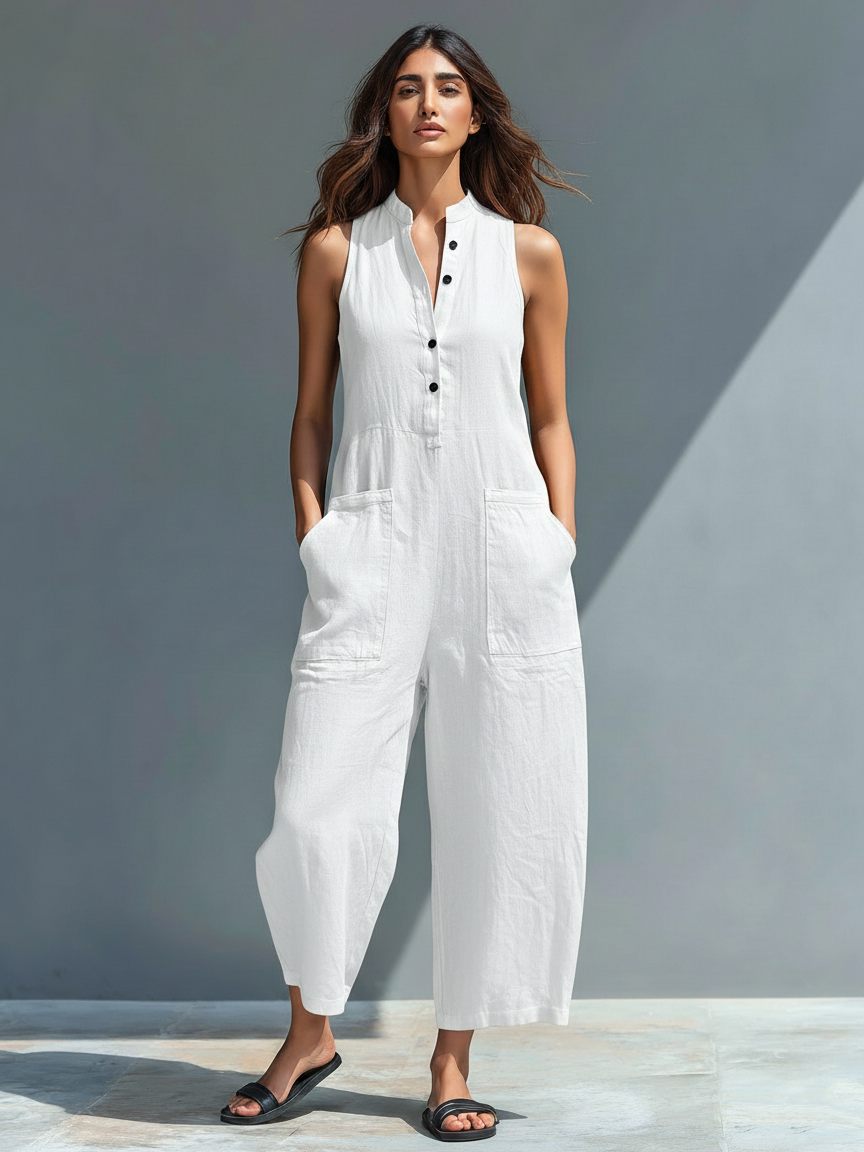 Ruth | Elegant Buttoned Wide Leg Jumpsuit