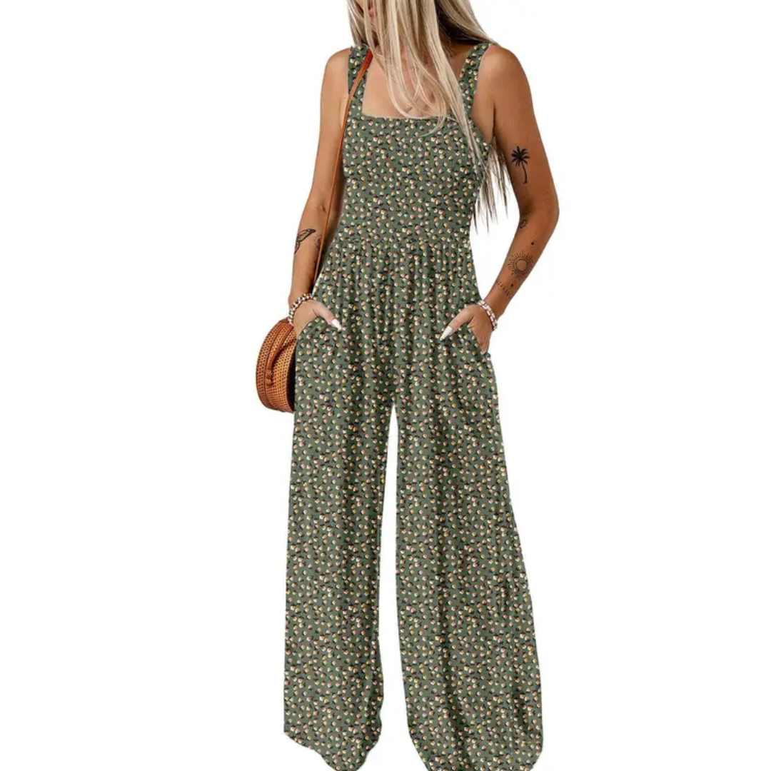 SOLARA™ – Boho Printed Wide-Leg Jumpsuit