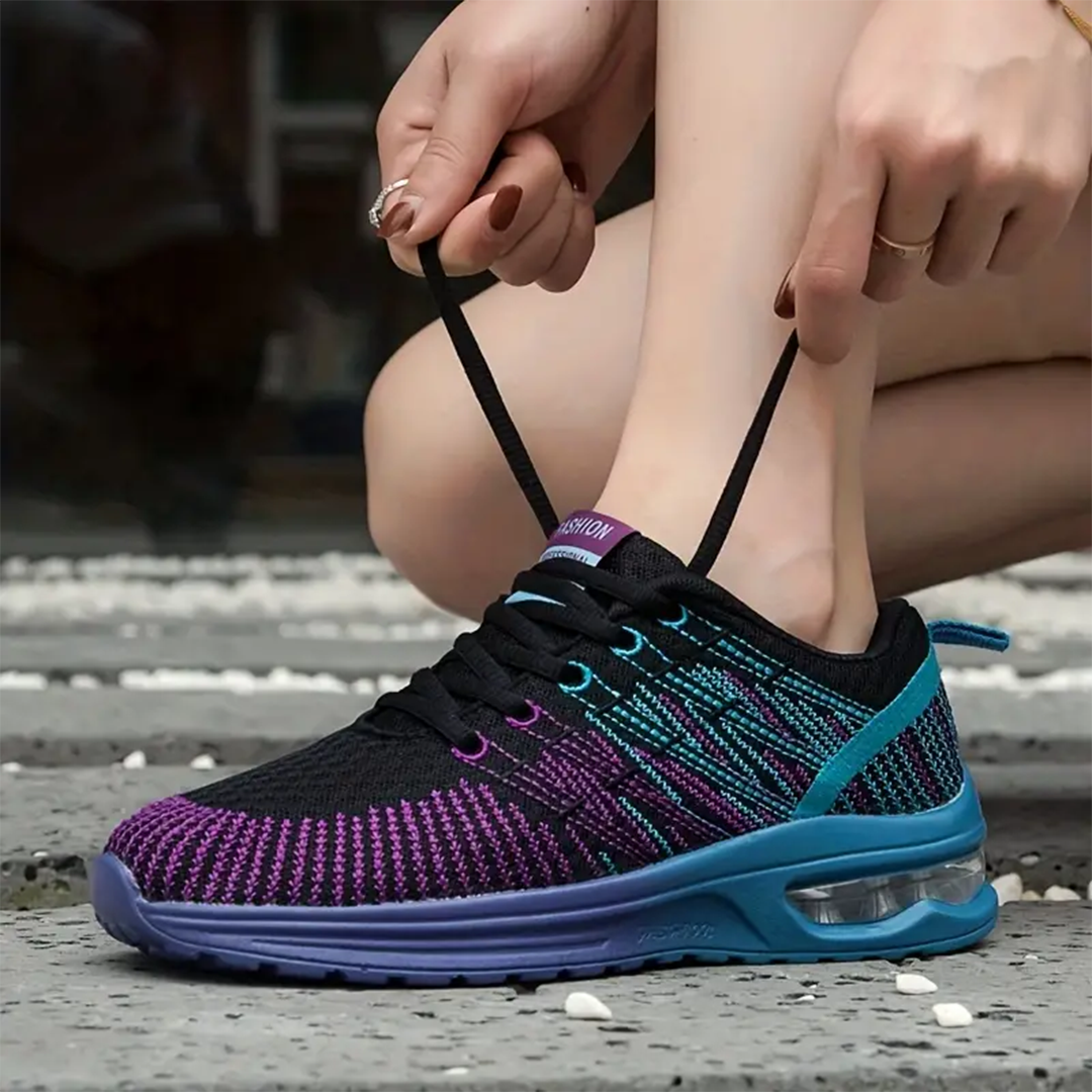 Zoey | Cushioned Shoes in Black and Purple