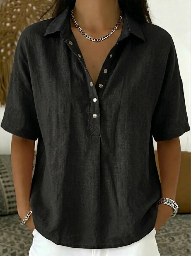 Elaine™ | Elegant Linen Lightweight Blouse