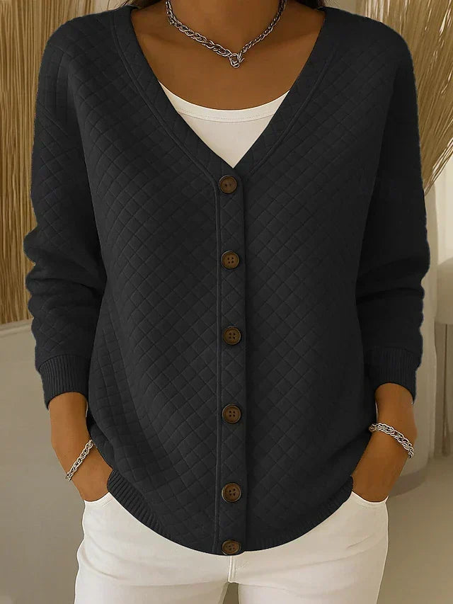 Laverne | Quilted Button Front Cardigan