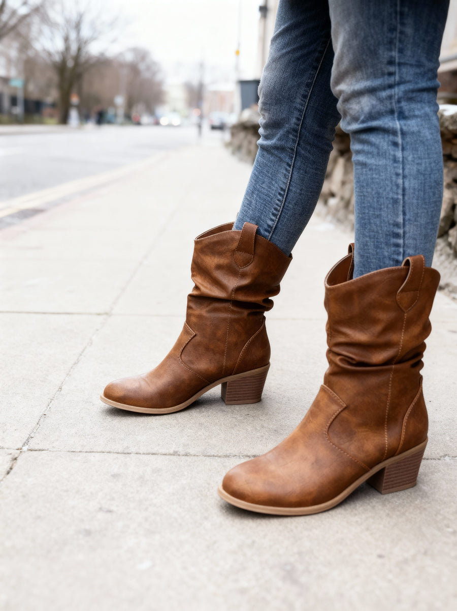 MARISOL | LEATHER LOOK WESTERN BOOTS