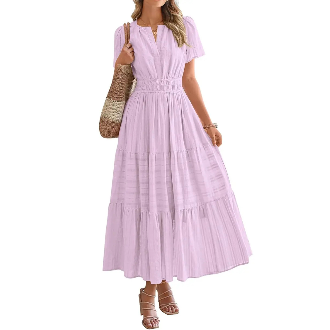 DELIA™ – Flirty V-Neck Puff Sleeve Dress