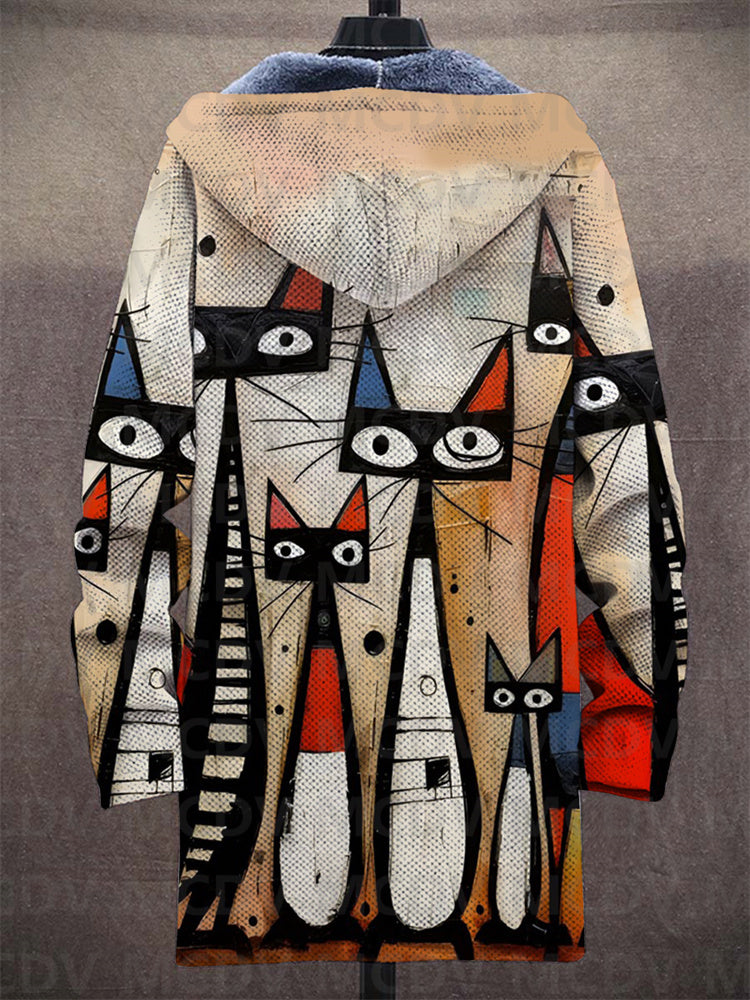 Elva | Cat Print Hooded Jacket
