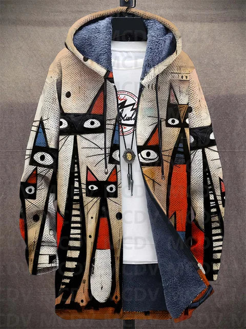Elva | Cat Print Hooded Jacket