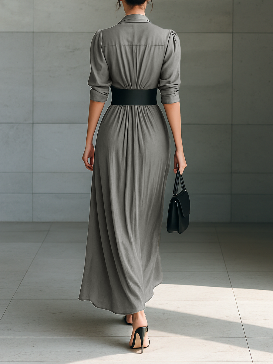 Celestine | Belted Pleated Maxi Dress