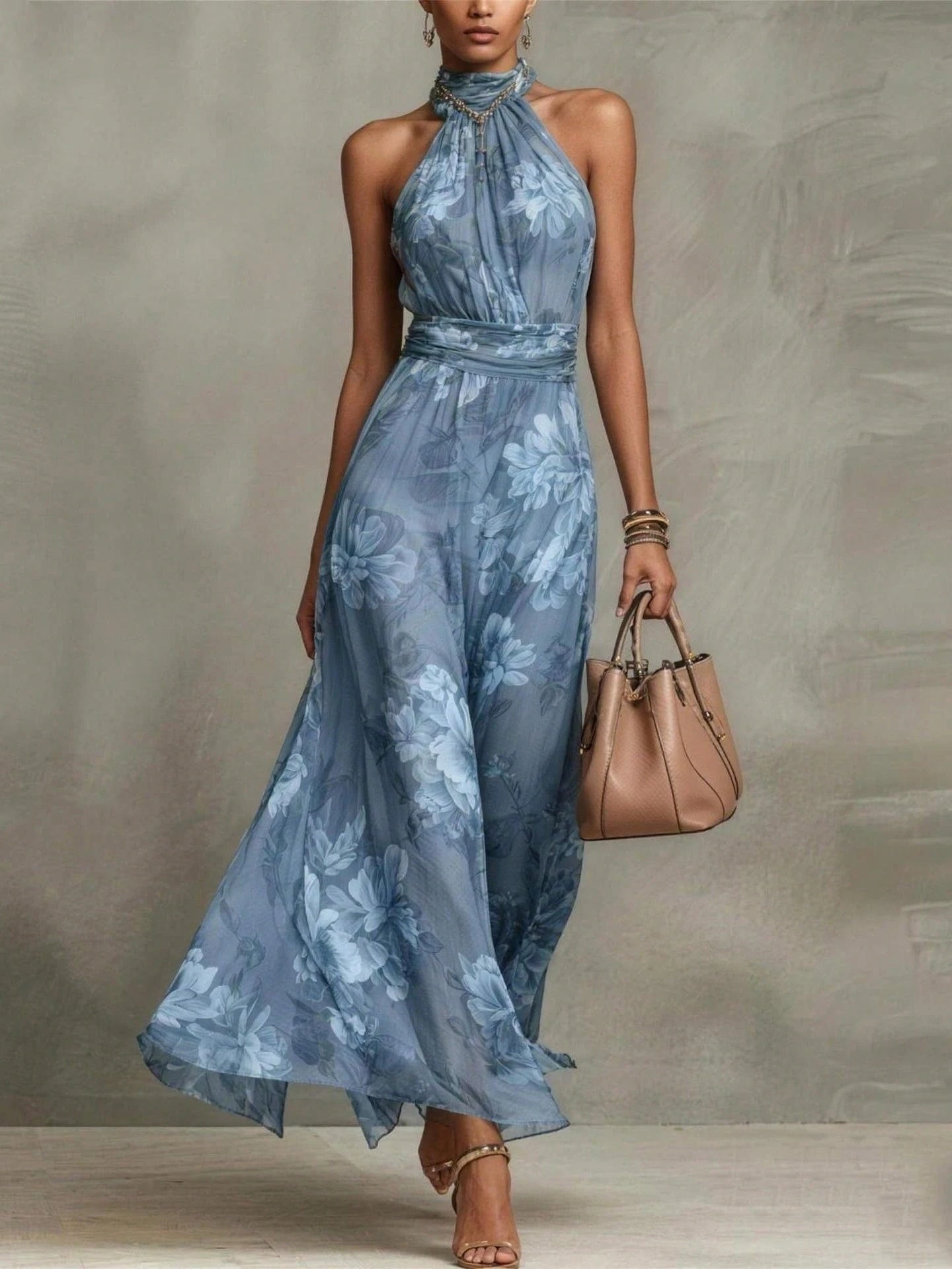 Cassia | Floral Halter Maxi Dress