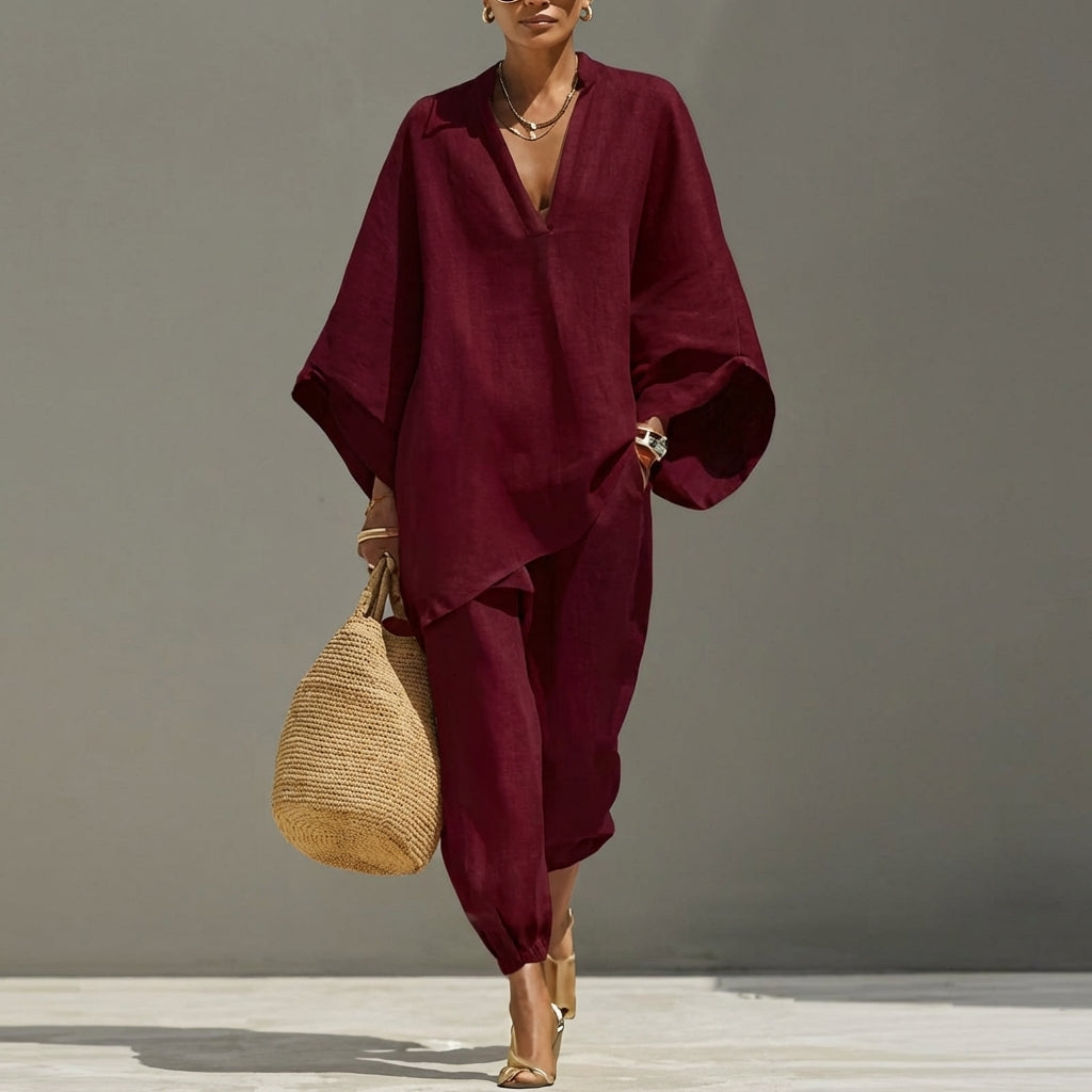 Marina | Two Piece Set With V Neck