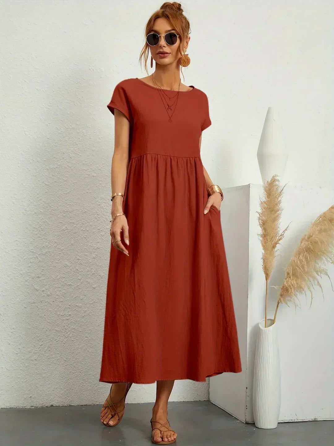 Nerys | Breathable White Midi Dress