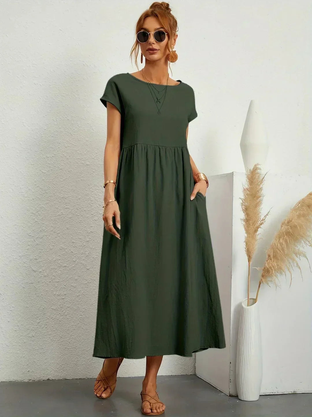 Nerys | Breathable White Midi Dress