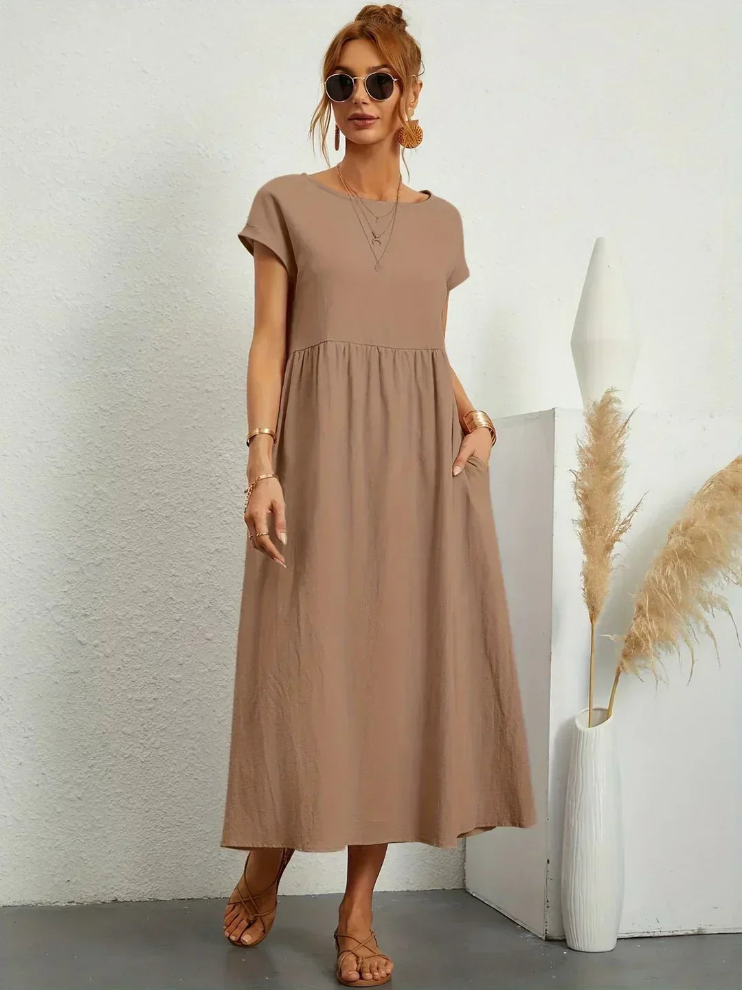 Nerys | Breathable White Midi Dress