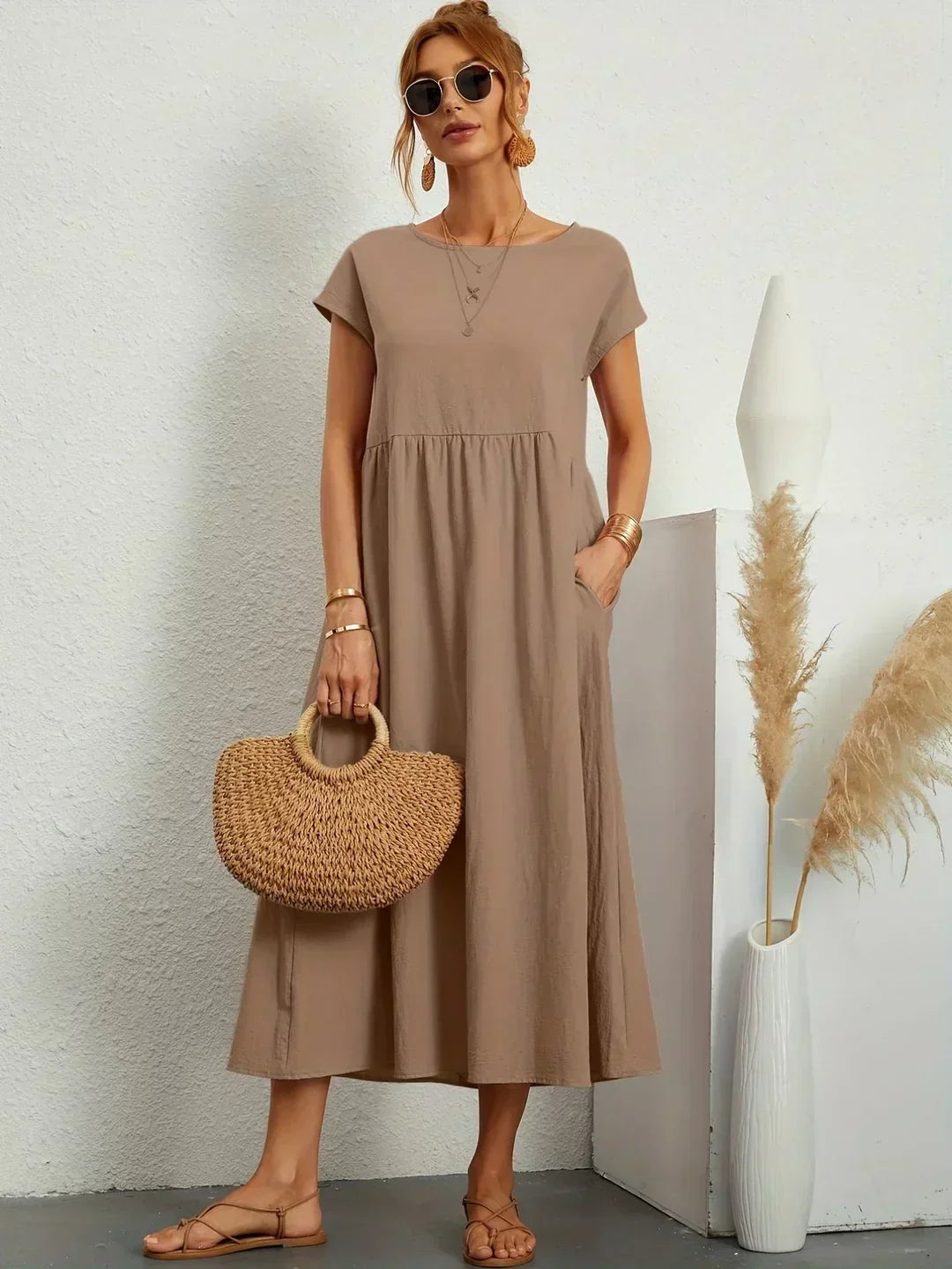 Nerys | Breathable White Midi Dress