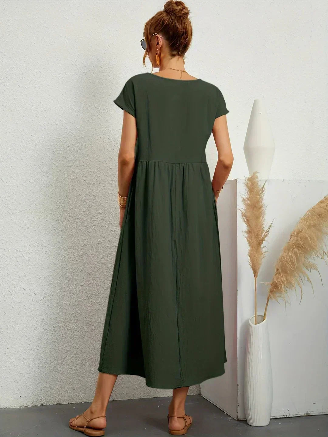 Nerys | Breathable White Midi Dress