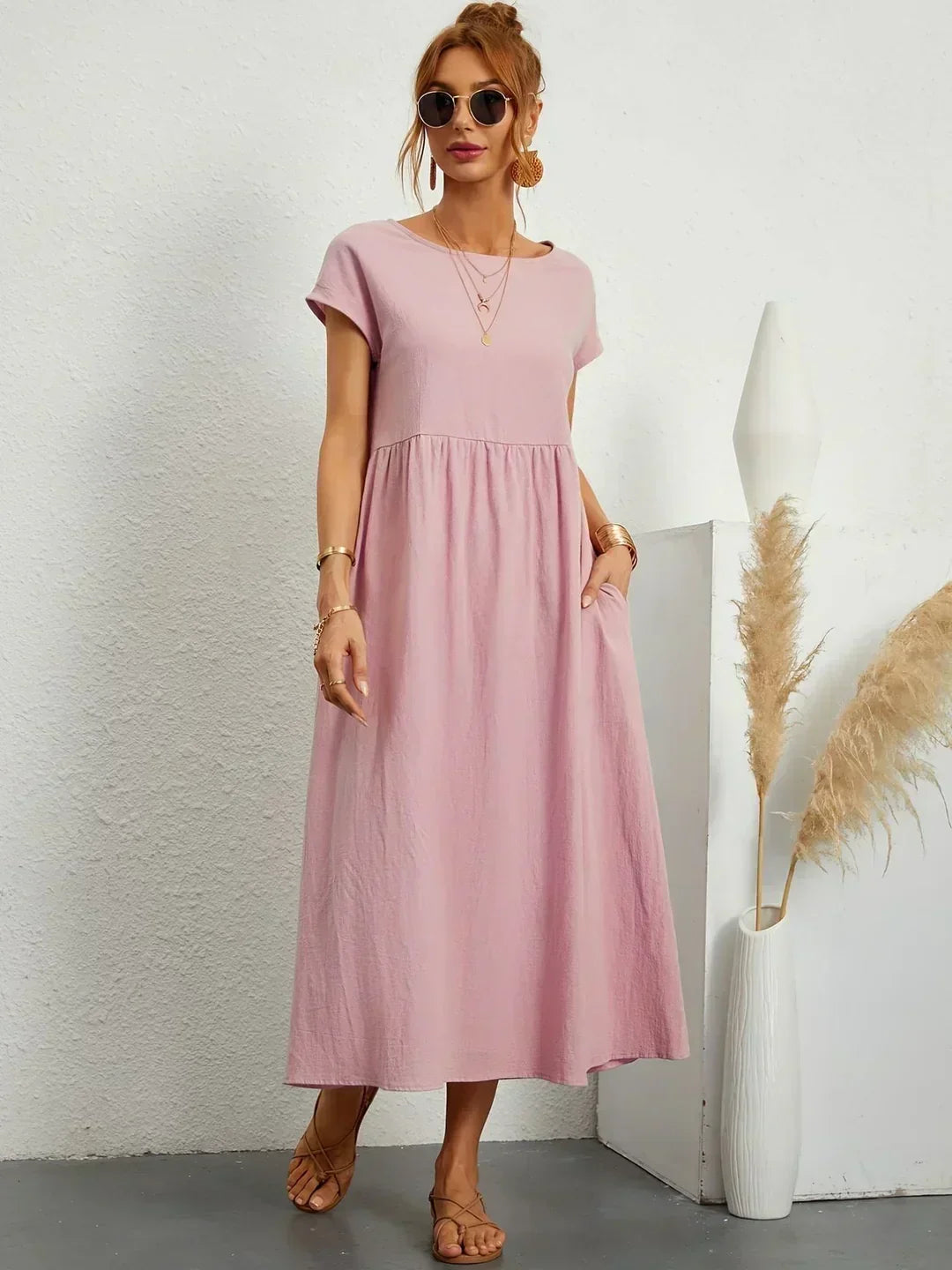 Nerys | Breathable White Midi Dress