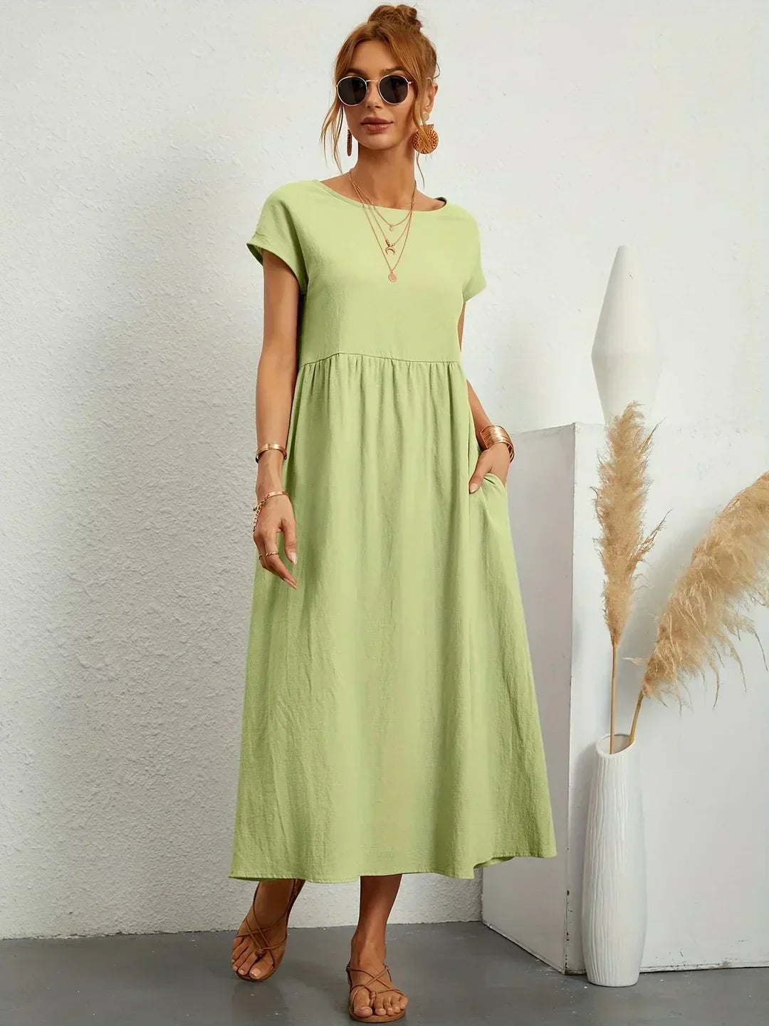 Nerys | Breathable White Midi Dress