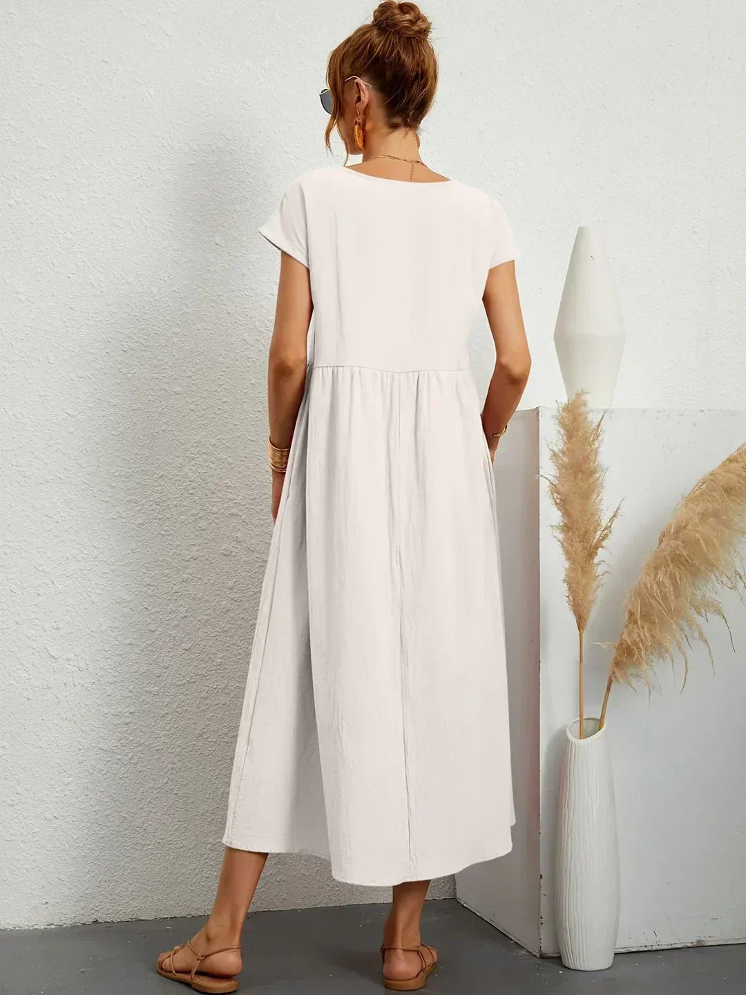 Nerys | Breathable White Midi Dress