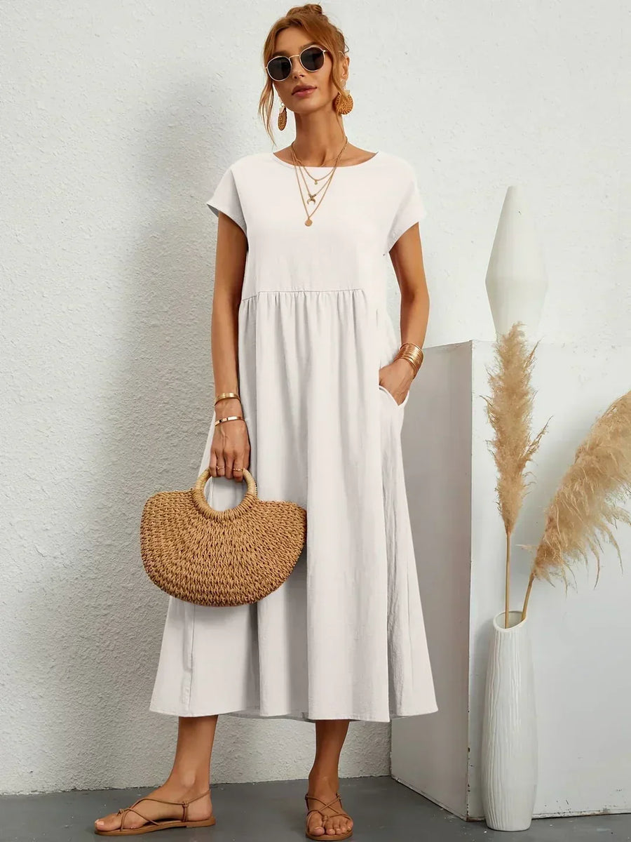 Nerys | Breathable White Midi Dress
