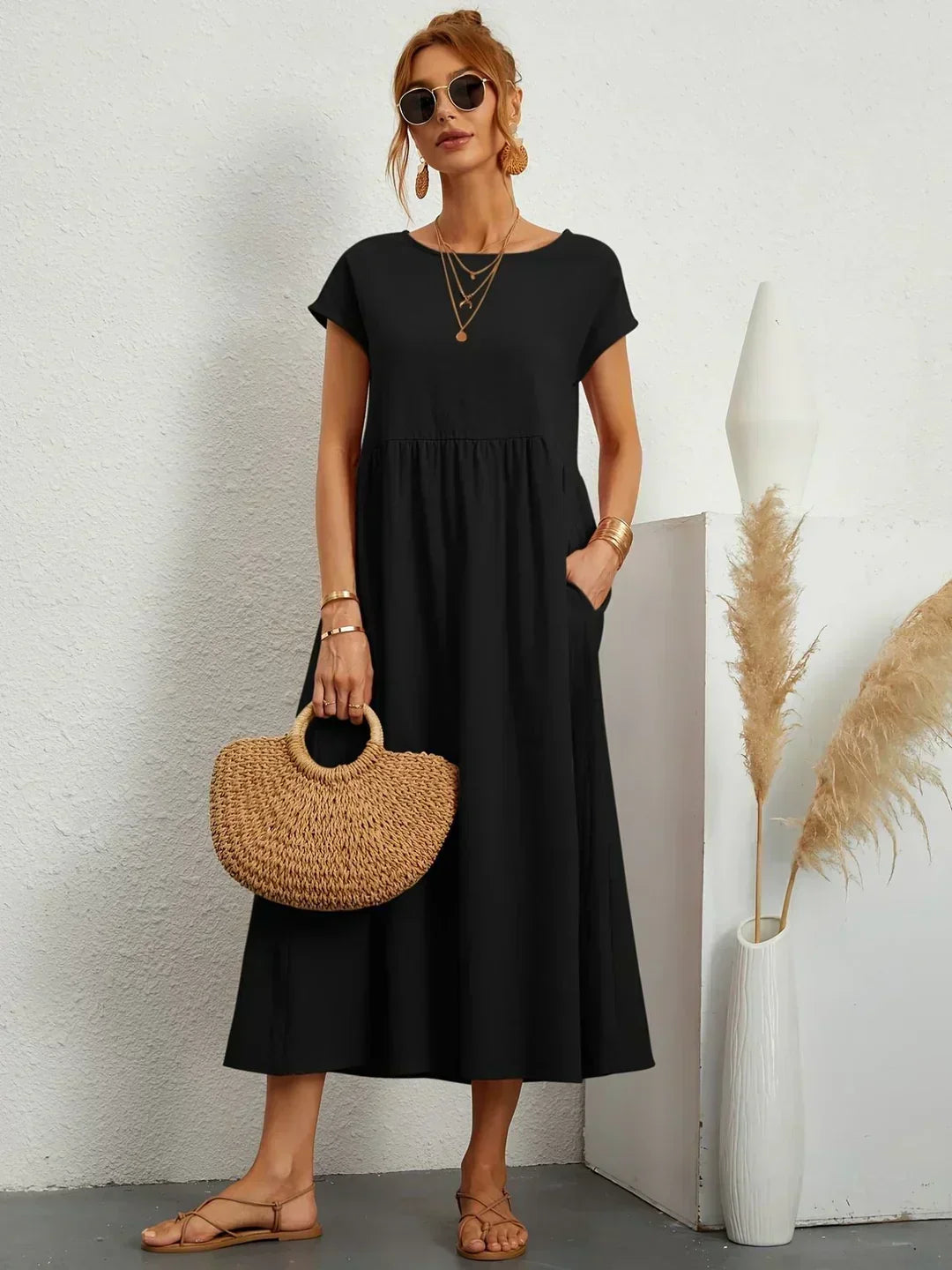 Nerys | Breathable White Midi Dress