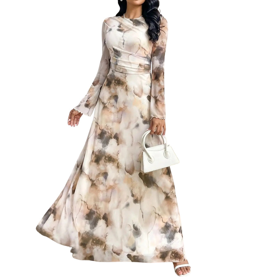 CELESTE™ – Tie-Dye Mesh Print Elegance Dress