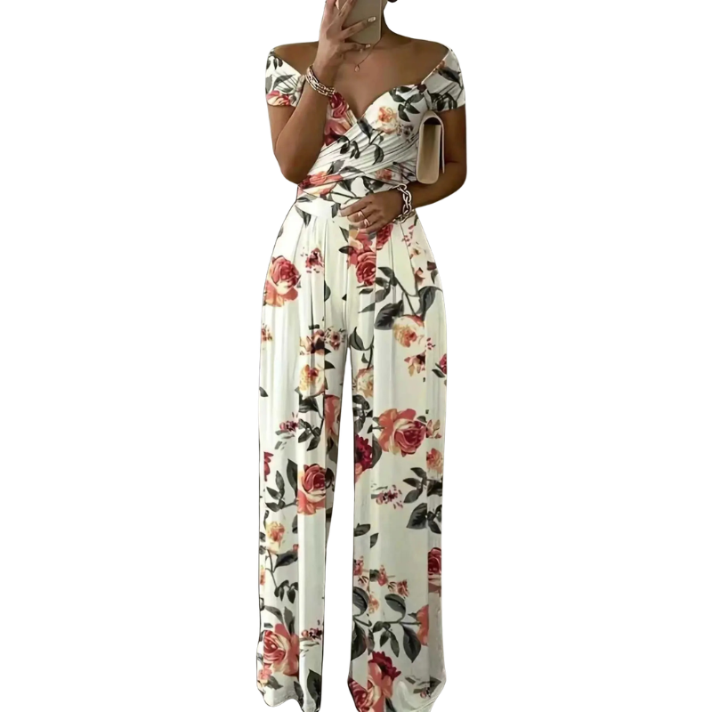 CHYNA™ – Floral Off Shoulder Wrap Jumpsuit