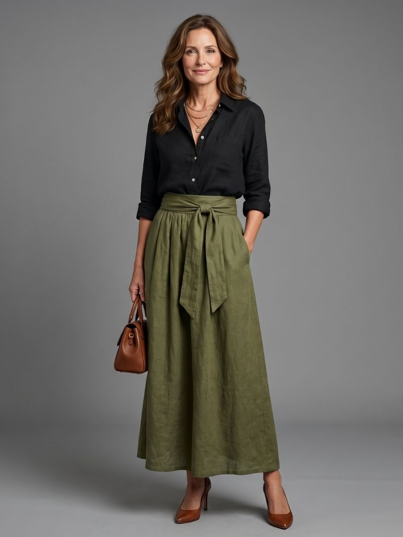 Josette | Blouse & Midi Skirt Two Piece Set