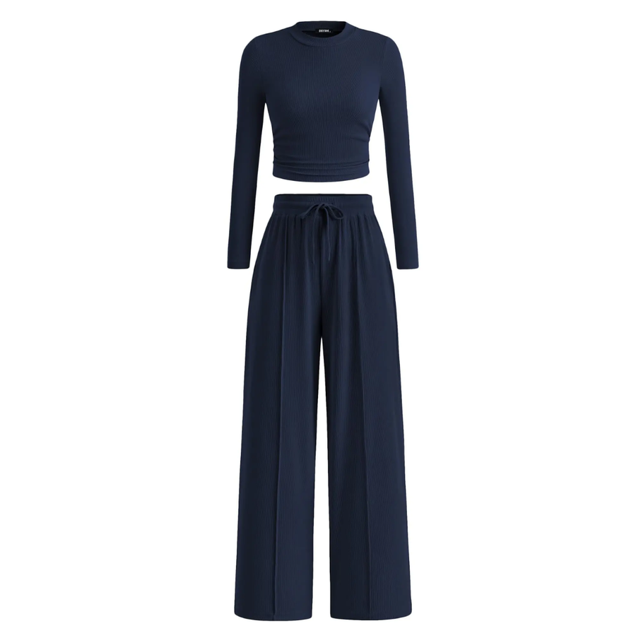 HAVEN™ – Ribbed Knit Crop Top Lounge Set