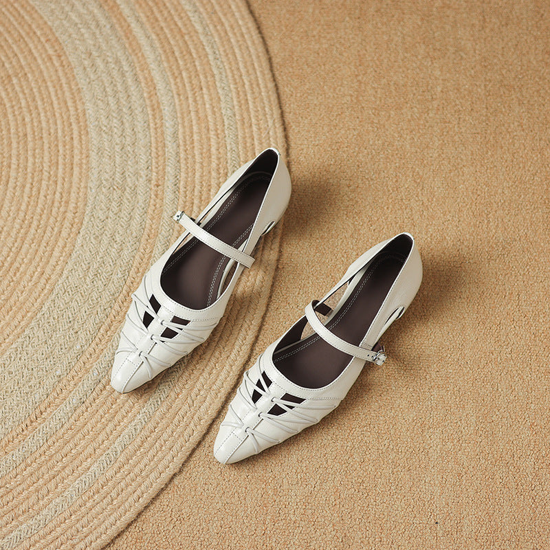 Quenby | Pointed Lattice Cut Mary Jane Flat