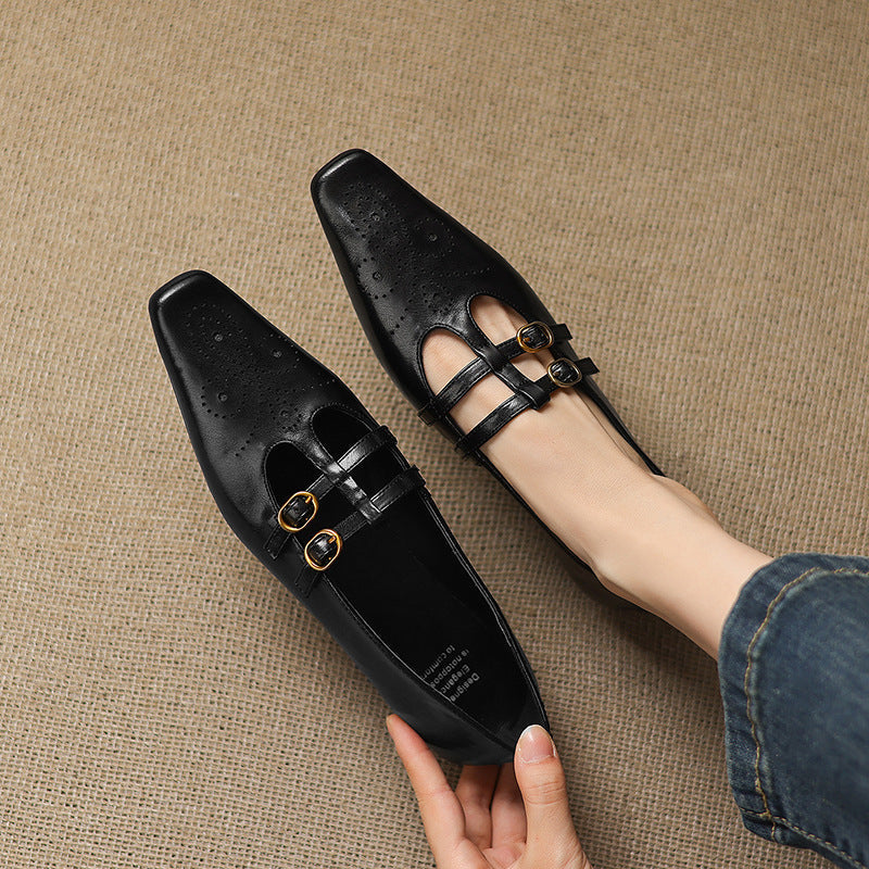 Ceyla | Brogued Double Strap Mary Jane Flat
