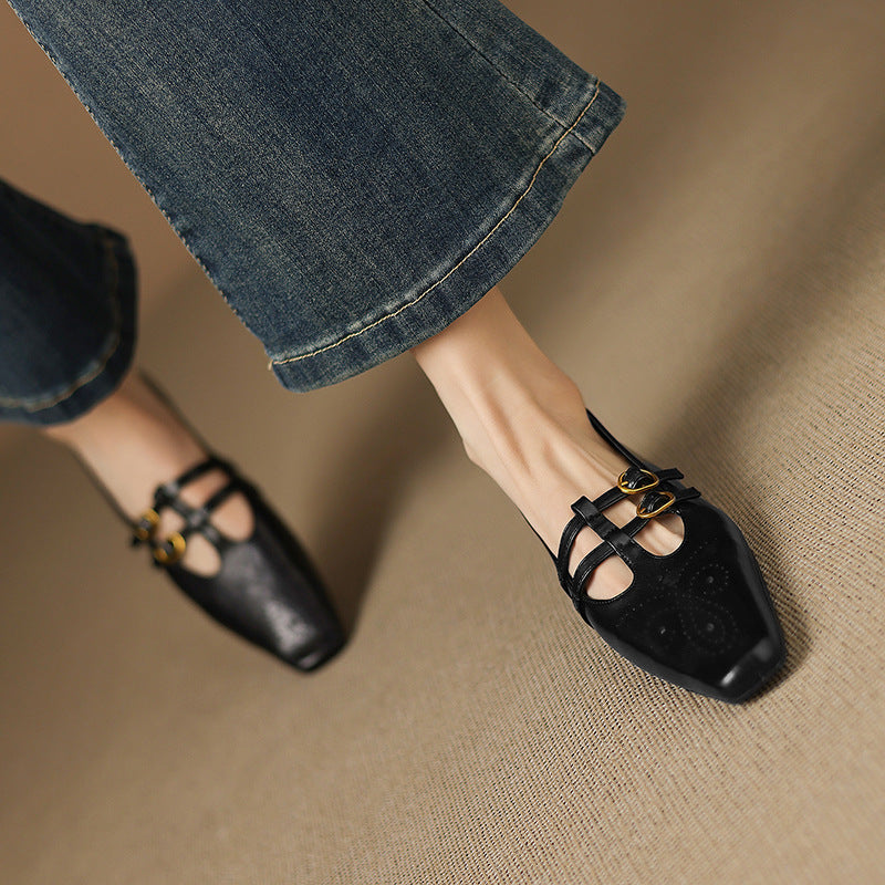 Ceyla | Brogued Double Strap Mary Jane Flat