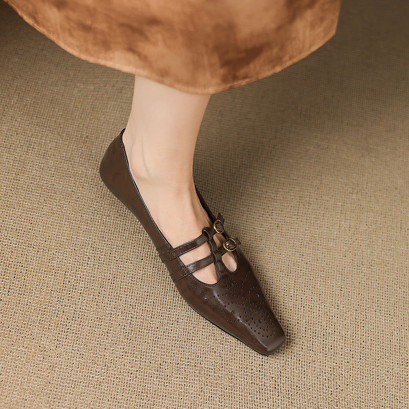 Ceyla | Brogued Double Strap Mary Jane Flat