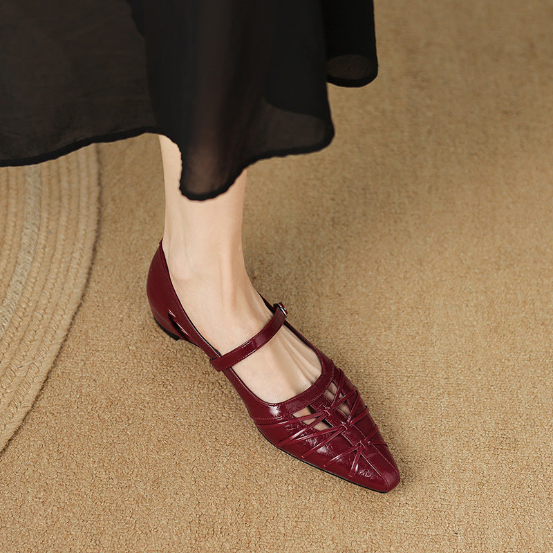 Quenby | Pointed Lattice Cut Mary Jane Flat