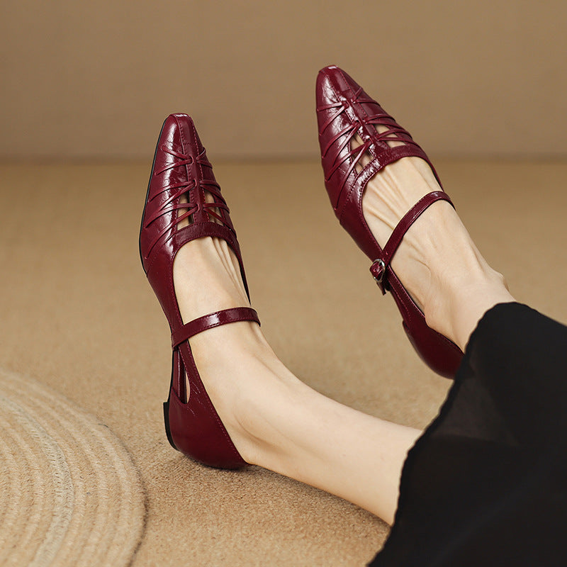 Quenby | Pointed Lattice Cut Mary Jane Flat