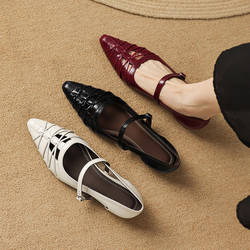 Quenby | Pointed Lattice Cut Mary Jane Flat