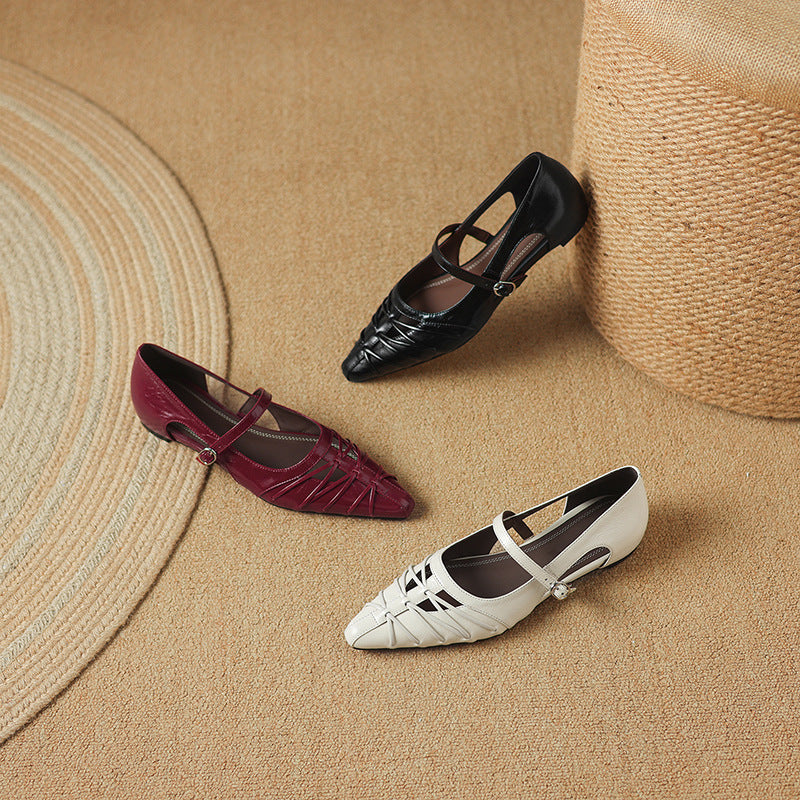 Quenby | Pointed Lattice Cut Mary Jane Flat
