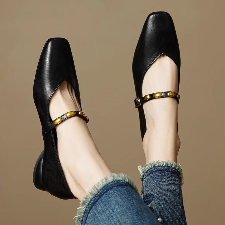 Zyra | Leather Flats