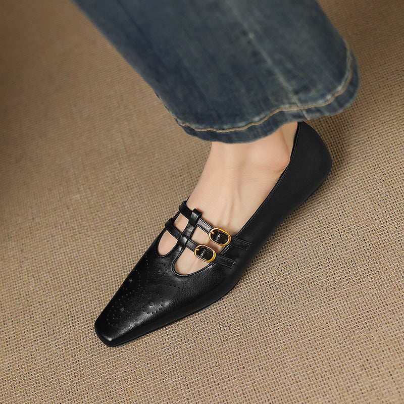 Ceyla | Brogued Double Strap Mary Jane Flat