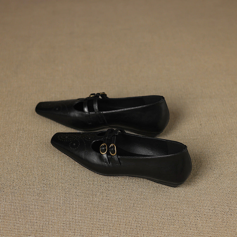 Ceyla | Brogued Double Strap Mary Jane Flat